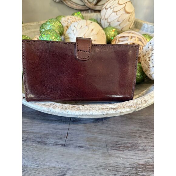 Ralph Lauren Collectors 100% Leather Card Check Wallet Zipper Whiskey Brown - Picture 3 of 16